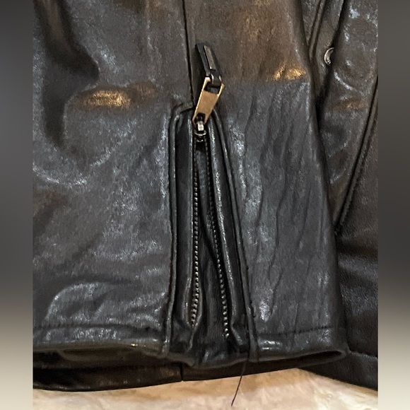 Calvin Klein Black Leather Jacket coat Size Large - Picture 11 of 13